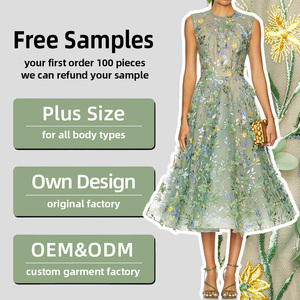 <span class=keywords><strong>Robe</strong></span> midi personnalisée pour <span class=keywords><strong>femme</strong></span>, vert sauge, broderie florale 3D, coupe trapèze, élégante, en maille, pour <span class=keywords><strong>mariage</strong></span>, <span class=keywords><strong>cocktail</strong></span>, soirée, jardin - Product Image 4