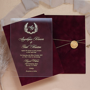 Handmade Luxury Clear Acrylic Wedding Invitation Card With Envelope Custom Self-Sealing Wax Seal Party Favors