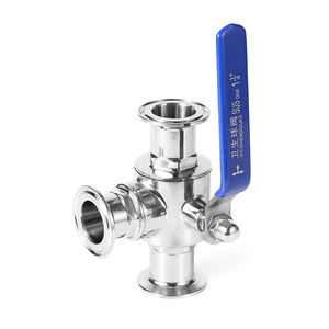 Válvula de Esfera Manual de Conexão Rápida Três Vias em Aço Inoxidável 304/316L para Grau Alimentício Higienico, com Conexão por Braçadeira Tipo T TEE - Product Image 3