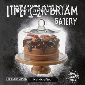 Vente flash : support à gâteau en bois fait main avec couvercle en acrylique transparent, passe au lave-vaisselle, couleur et taille personnalisables. - Product Image 2