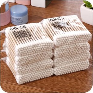 100 Pezzi Cotton Fioc in Legno a Doppia Punta per Pulizia Naso e Orecchie Strumenti per Trucco Donna Stick per Rossetto Bastoncini Cotonati - Product Image 2