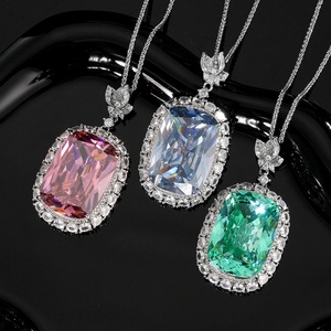 Elegant Bright Eco-friendly <b>Copper</b> Premium Bridal Jewelry Green Paraiba Cubic Zirconia Pendant Necklace for Anniversary Gift - Product Image 5