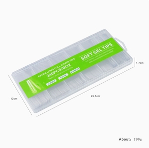 240 <span class=keywords><strong>Uñas</strong></span> Postizas XXL Extra Largas, Forma de Ataúd, Ovaladas, Almendradas, Cuadradas Francesas, Naturales, Transparentes, de ABS, para Salón, Sin Curva C, Puntas para Decoración de <span class=keywords><strong>Uñas</strong></span> - Product Image 5
