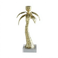 Support de bougie décoratif en forme de palmier doré fait main, porte-bougie conique pour décoration de table à la maison