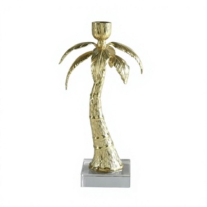 Handmade Decorative Golden Palm <b>Tree</b> Pillar <b>Candle</b> Stand Candlestick Holder Tapered Shape Home Decoration Table Display - Product Image 1