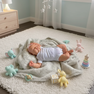 Poupée réaliste en <span class=keywords><strong>silicone</strong></span> de 46 cm, nouveau-né, souriante et satisfaite, avec cils, jouet doux, compagnon unisexe pour enfants - Product Image 4
