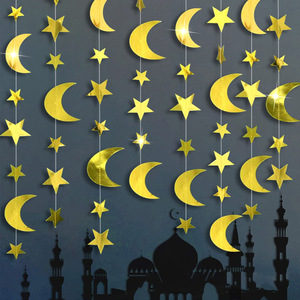 2M 4M Moon Star Paper String Banner Eid Ramadan Party Bunting Garland per bambini compleanno Festival islamico forniture decorazione - Product Image 2