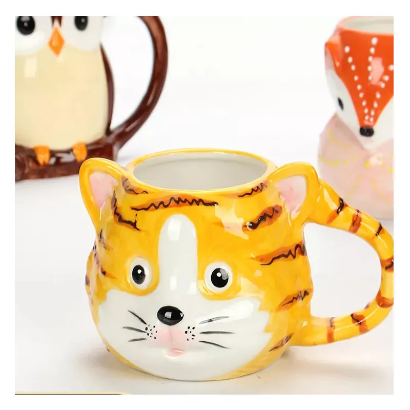 Custom Handmade 3d Pure Cute Animal Ceramic Coffee Mug Nordic Style Stoneware Milk Cup Novelty Gifts Mugs