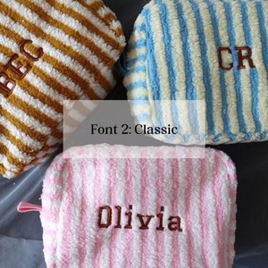 Embroidery Logo Stripe Cosmetic <b>Bag</b> Large Capacity Travel <b>Toiletry</b> <b>Bag</b> Portable Women Makeup <b>Bag</b> - Product Image 1