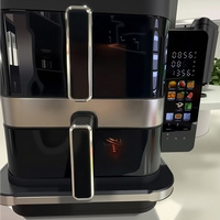 Friteuse à air 2800W à 2 paniers de cuisine rapide chauffée avec zone de four à pizza sans huile avec 3 paniers à friture indépendants