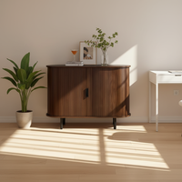 Buffet moderne du XXe siècle avec étagères réglables et portes coulissantes - Bois pour salon, couloir, entrée, armoire de rangement
