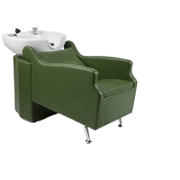Fauteuil de lavage moderne réglable en cuir PU avec fonction massage, lavabo en céramique blanc, pour salon de coiffure professionnel et spa de beauté