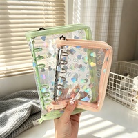 Carpeta de Anillas Transparente de PVC con Diseño Láser, 6 Anillas, Nueva Moda, Carpeta Económica A6 con Patrón de Estrellas Láser, Álbum de Fotos Transparente Desmontable