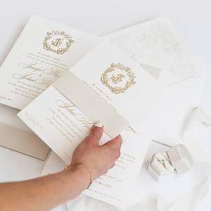 Invitación de Boda, Año Nuevo o Cumpleaños, Hecha a Mano, de Lujo, con Textura de Lámina Dorada, Ecológica, Elegante, con Impresión Tipográfica - Product Image 2