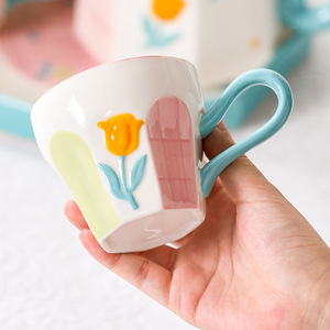 Cute Porcelain <b>Tea</b> <b>Pot</b> <b>Set</b> Hand Printed Flower Teapot and 4 Cups <b>Set</b> for <b>Tea</b> Party - Product Image 4