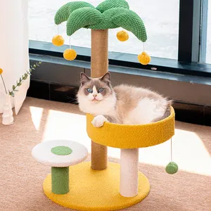 BS CT203 Placa de sisal de veludo de pelúcia luxuosa árvore de gato elegante palmeira árvore de gato