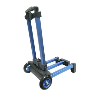 Tianyu Portable Aluminium Alloy Strong Load Capacity 2 PU Wheel Shopping Folding Luggage Cart