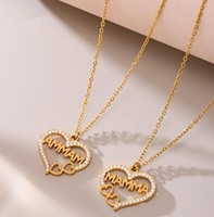 2024 à la mode polyvalent ensemble de bijoux en acier inoxydable plaqué or maman amour Zircon lettre clavicule collier Bracelet pour les femmes
