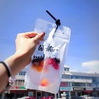 Pochette debout transparente réutilisable imprimée sur mesure avec bec verseur buse zip-lock sac en plastique pour les emballages de boissons liquides à emporter