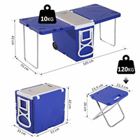 Glacière compacte d'extérieur avec table et chaise, 32L, glacière portable isolée pliable pour le camping, la randonnée
