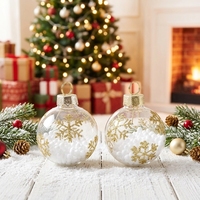 El más nuevo estilo Simple Gold Snow Christmas Glass Ball Titulares de tarjetas de visita u otros Decoraciones para fiestas de festivales Ecológico