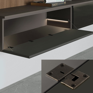 Flip Hinge Zinc Alloy Gunmetal Nickel Plating 90 Degree Door Mount Cabinet <b>Hardware</b> For <b>Wardrobe</b> Doors - Product Image 1