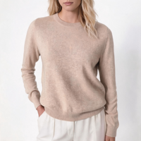 Pull à col rond pour femme de haute qualité, couleur unie, col rond, kaki, tricot doux, coupe régulière, manches longues, pour l'automne
