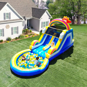 Çift şeritli şişme su kaydırağı PVC su kaydırağı kuru ıslak şişme slayt büyük sıçrama havuzu ve tırmanma ile - Product Image 1