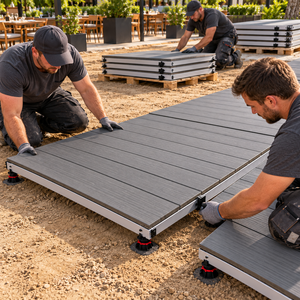 Terrasse modulaire préfabriquée en WPC pour jardin forestier, en acier galvanisé, étanche, hauteur réglable, pour extérieur, sur mesure, prête à l'emploi - Product Image 4