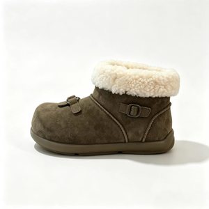 Unisex Faux Suede Snow Boots Ankle Height Round Toe Fur Lined Anti-Slip Rubber Sole Winter Warm Flat Shoes - Product Image 6