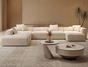 आधुनिक कपड़े यू-आकार मॉड्यूलर दो-सीटर कोने सोफे रहने वाले कमरे स्पंज अपार्टमेंट होटल विला का उपयोग - Product Image 3