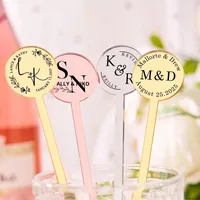 Agitateur de boisson personnalisable pour mariage, bâtonnet à mélanger les boissons, agitateur de cocktail personnalisé avec dessus rond pour fête, bar
