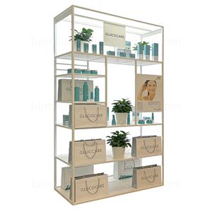 Metal Floor Display <b>Stands</b> Storage Rack with <b>Shelves</b> Multi-Purpose Store Organizer for Skincare & Cosmetic Products - Product Image 2