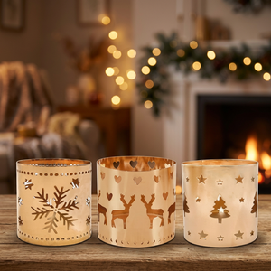 Porte-bougie de Noël en fer doré de luxe de haute qualité, design flocon de neige et élan, chandelier ajouré pour décoration festive à domicile - Product Image 3