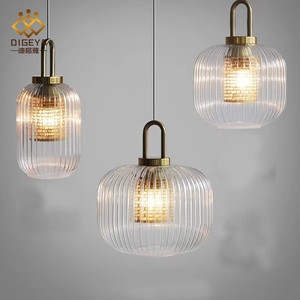 Dropshipping Shopify Modern Minimalist <b>Pumpkin</b> Glass Pendant Light Adjustable Clear Striped Glass Hanging Lamp Ambient <b>Decor</b> Lig - Product Image 5