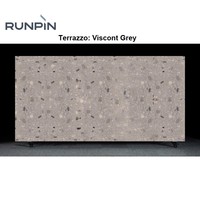 Losas de terrazo gris Viscont de Runpin, a base de minerales, resistentes al fuego, para revestimiento de paredes y pisos, para interiores y exteriores, formato grande, cortadas a medida, venta al por mayor