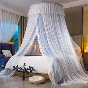 Double Layer <b>Princess</b> Round Dome Canopy Bed <b>Curtains</b> for Girls and Adults - Product Image 2