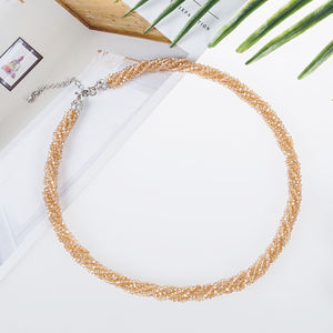 Collar de Cuentas de Cristal Facetado de 18 Pulgadas, Collar de Cristal de 3 mm con 4 Hileras Trenzadas, Categoría de Producto - Product Image 1