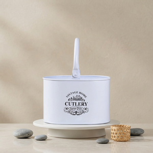 Porta cubiertos de metal para escritorio y cocina, organizador de cubiertos para mesa de comedor, contenedor de utensilios rústico vintage - Product Image 1