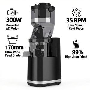 Extracteur de jus à froid commercial électrique 300W à mastication lente avec <span class=keywords><strong>goulotte</strong></span> extra large de 6,69 pouces pour jus et lait végétal - Product Image 2