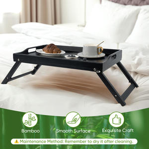 Mesa Plegable Impermeable y Ecológica de Bambú para Cama con Asas, Bandeja Multifuncional para Portátil y Desayuno - Product Image 4