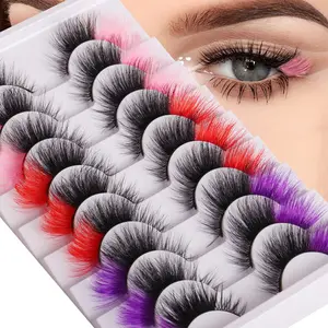 2024 New Arrival Ombre Colored Mink Eyelashes Fashionable 3D Private Label Lashes 25mm Hot Selling Wholesale Vendor Free Sample
