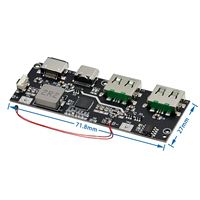 Module de charge pour batterie externe mobile 18650 avec double port USB (QC4.0, QC3.0, LED), 5V 4.5A 22.5W, Micro/Type-C, et protection contre la température et les circuits.