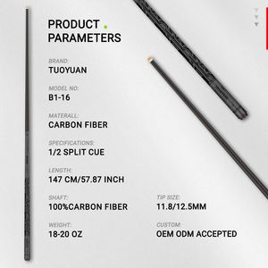 Services OEM et ODM : Queue de billard 1/2 en deux parties avec fût en fibre de carbone, pointe de 11,8/12,5 mm, facile à ranger - Product Image 2