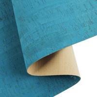 INFOCORK Portugis-kulit PU sintetis tekstur kayu bambu biru untuk tas, dompet & sepatu