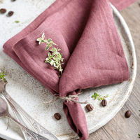 Serviettes de table en lin rose poudré à bords ourlés réutilisables pour hôtels, restaurants, événements, location, vente en gros, approvisionnement en vrac, tailles personnalisées