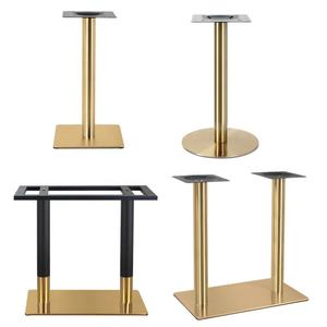 Socle de table double colonne en métal plaqué or, moderne et durable, pour restaurants, centres commerciaux et hôtels - Product Image 4