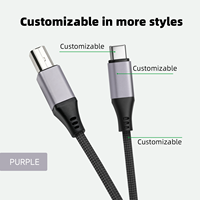 Cable de Impresora Multifunción con Conector USB2.0 Tipo C Macho a USB-B Macho, Recubrimiento de Fibra de Nailon Negro, Alta Velocidad de Datos, para Escáner, Fax y Sincronización