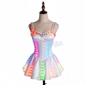 Vestido de baile con luces LED para mujer, chaleco con flecos de <span class=keywords><strong>lentejuelas</strong></span>, chaqueta ajustada brillante, cárdigan, tops brillantes con purpurina, estilo vaquero para fiesta disco - Product Image 5