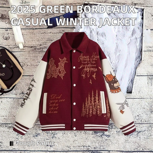 Chaqueta Gruesa con Capucha SK 2025 Verde Burdeos para Invierno, Traje Casual de Béisbol para Hombre y Mujer, Estilo Industrial Pesado, Moda Americana - Product Image 2